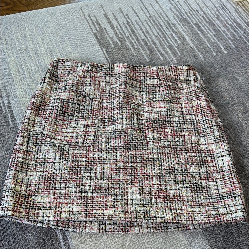 RACHEL Rachel Roy White, maroon and black Mini Pencil Skirt NWOT